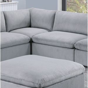 Set Modulare Sezionale 6 Pezzi Grigio Scuro in Velluto a Coste per Soggiorno: 3 Angolari, 2 Poltrone Senza Braccioli, 1 Pouf - Product Image 5