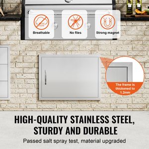 27W X 20H Inch Stainless Steel <b>Flush</b> Mount Outdoor Kitchen <b>Door</b> Single BBQ Access Vertical <b>Door</b> <b>Handle</b> Cabinet Part Accessory - Product Image 3
