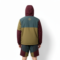 Conjunto Deportivo ALEEN para Hombre con Capucha y Bloques de Color, Impermeable, para Invierno, con Cremallera Completa en las Mangas y Pantalones Cortos con Bolsillos Laterales