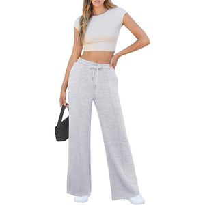 2025 femmes respirant jambe large pantalons de survêtement décontracté ample solide Joggers confortable Baggy salon pantalon - Product Image 3