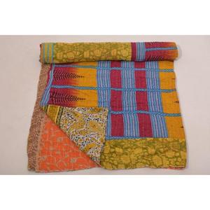 Bohemian Printed Cotton Kantha <b>Quilt</b> <b>Handmade</b> Vintage Gudri Reversible Eco-Friendly Bedcover Throw Blanket Home Decor - Product Image 4