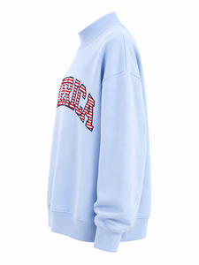 เสื้อสเวตเชิ้ตคอกลมสีฟ้าอ่อนทรงโอเวอร์ไซส์ พิมพ์ลายตัวอักษร America ขายส่ง เสื้อสเวตเชิ้ตคอกลมทรงโอเวอร์ไซส์สำหรับผู้หญิง ผ้าฟลีซ - Product Image 3