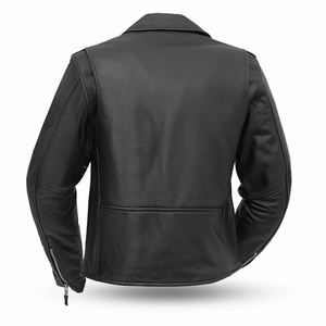 Chaqueta de cuero de motorista de invierno negra personalizada para hombre 2024, chaqueta holgada de cuero Real con cuello levantado, diseño de moto a la moda - Product Image 2