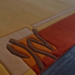 Tapis classique beige avec bordure marron rouille, motif abstrait, tapis design, tapis classique pour salon, chambre à coucher, décoration de luxe pour la maison, revêtement de sol - Product Image 1