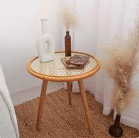 Meilleure vente 2022 table basse ronde en rotin avec tapis de table fait à la main