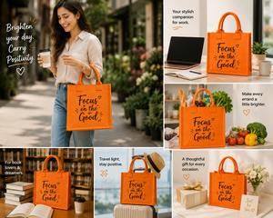 Bolsa de Yute Naranja con Cierre Magnético, Impresión Personalizada, Ecológica, Reutilizable, para Bodas, Exposiciones, Compras, Regalos, AMANI, Tamaño Pequeño - Product Image 5