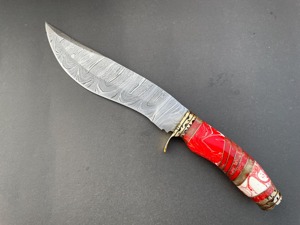 Couteau de chasse en acier Damas de qualité supérieure, couteau de survie en plein air, couteau de camping avec poignée ergonomique, étui en cuir, personnalisable OEM - Product Image 3