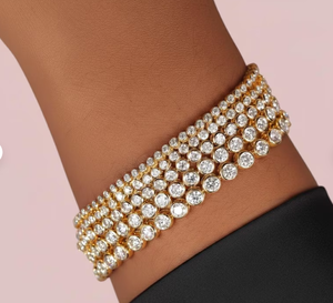 Bracelet tennis en diamants de laboratoire sertis clos, ronds, 2 mm, 3 mm, 4 mm, argent 925 / or 14 carats - Product Image 5