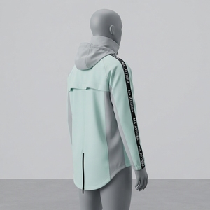 Veste coupe-vent à capuche pour homme, légère, à blocs de couleur, avec fermeture éclair intégrale, pour sports de plein air, avec ourlet réglable - Product Image 1
