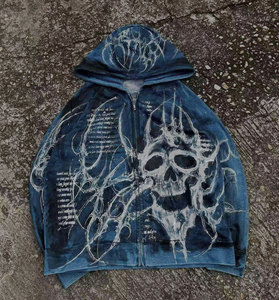Sweat à Capuche Zippé Décontracté Homme 100% Coton à Manches Longues Imprimé Chrome Hearts, Version Hiver Chrome - Vente en Gros - Product Image 5