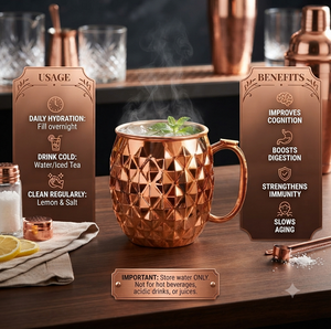 Vaso Julep de Cobre Pulido Brillante, Diseño Moderno, para el Hogar, para Servir Bebidas con Hielo Picado y Cócteles - Product Image 6