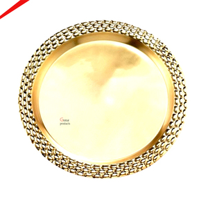 Assiettes de présentation de luxe en métal or rose pour la mise en table de banquet, plateau de service finition métallique - Product Image 5