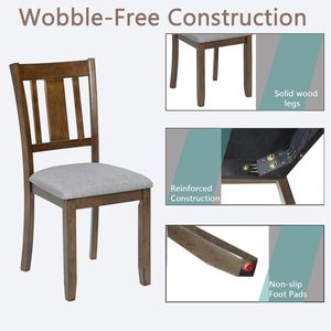 Set di 4 Sedie da Pranzo in Legno con Seduta Imbottita in Noce, Sedie Laterali Imbottite per Sala da Pranzo e Soggiorno - Product Image 4