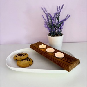 Porte-bougie en bois avec trois bougies pour la décoration de Noël, de mariage et de festivals - Product Image 3