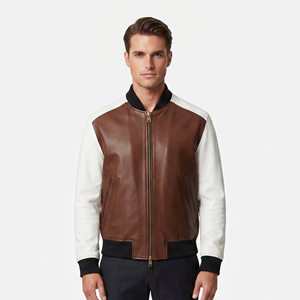 <b>Men</b> <b>Leather</b> Bomber <b>Jacket</b> with Zipper <b>Men's</b> <b>Leather</b> <b>Jacket</b> Custom Made <b>Men</b> Side Pockets <b>Leather</b> Bomber <b>Jackets</b> - Product Image 6