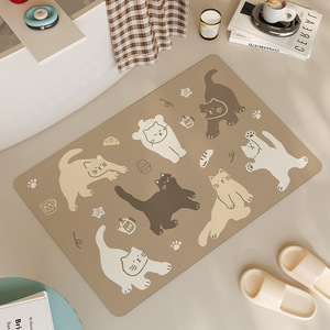 Alfombra de Baño con Estampado de Gato en Forma de Nube, Base de Goma Antideslizante, Diseño Moderno para Baño - Product Image 2