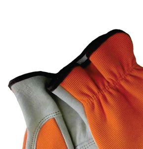 Leather Work Gloves Orange Palm Anti-Slip Elastic Wristband Abrasion Resistant General Purpose Safety Gloves - Product Image 4