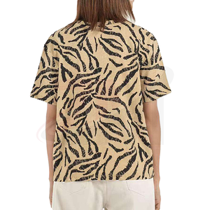 T-shirt personnalisé pour femme à imprimé tigre, col rond, manches courtes, coupe ample, décontracté, en coton tricoté, pour le printemps et l'été – Grande Vente - Product Image 2