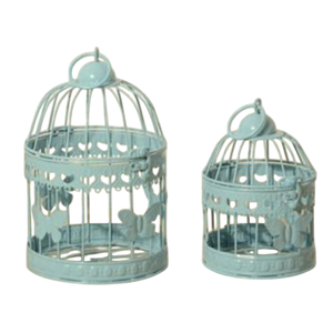 Ensemble de cage à oiseaux en fil métallique de couleur turquoise, design rond décoratif, suspendable, pour une utilisation en intérieur, en extérieur et dans le jardin - Product Image 1