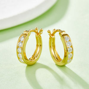 Pendientes Unisex de Oro Sólido de 18K, Oro Rosa, Diamantes de Corte Brillante, Color E Natural, Certificados por IGI, Lujosos, Clásicos, para Uso Diario y Fiestas - Product Image 1