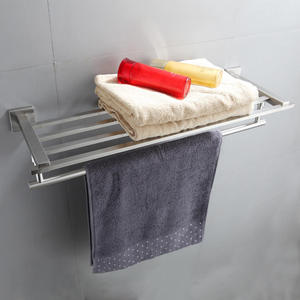 Stainless Steel Double Layer Eco-Friendly Mirror Polished Modern Bathroom <b>Towel</b> Rack Wall-Mounted Storage Shelf for Home Hotel - Product Image 3