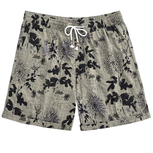 Shorts de bain pour hommes à séchage rapide, imprimé rétro, taille élastique avec cordon de serrage, pour la plage, l'été, les vacances, décontracté, coloré, blanc - Product Image 1