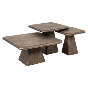 Modern solid wood Nesting Coffee <b>Tables</b> with Square Tops and Geometric Bases for <b>Living</b> <b>Room</b> Furniture - Product Image 1