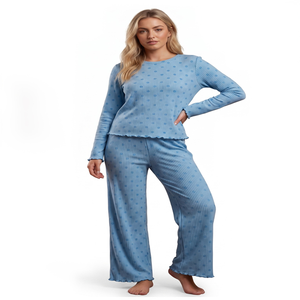 Conjunto de Pijama para Mujer Primavera-Verano 2026, Diseño Floral Dulce con Camiseta de Manga Larga y Pantalones, Conjunto de Ropa de Dormir Suave al Tacto - Product Image 4