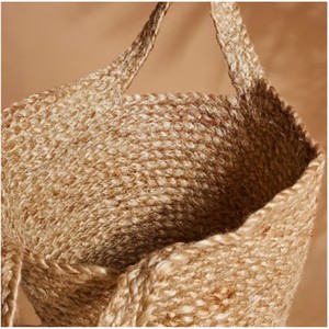 Handmade Natural Rattan Storage Basket | Boho Wicker <b>Laundry</b> <b>Hamper</b> with Handles Eco-Friendly Open-Weave Round Decorative Basket - Product Image 6