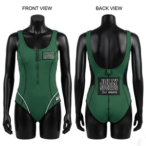 ชุดว่ายน้ำผู้หญิงผ้าโพลีเอสเตอร์ผสมสแปนเด็กซ์ ดีไซน์แบบแผ่นต่อผ้า ยืดหยุ่นได้  โลโก้แบบรีดร้อนสั่งทำพิเศษ  ซิปด้านหน้า สไตล์สปอร์ต - Product Image 1