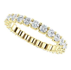 Anillo de Compromiso y Matrimonio de Eternidad Completa con Moissanita de Corte Brillante, Engaste de Garras, Plata de Ley 925 Bañada en Oro, Apilable, para Aniversario - Product Image 3