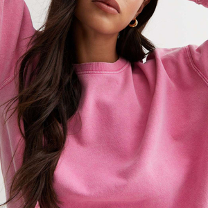 Sweat-shirts décontractés pour femmes de haute qualité, col rond, effet délavé, prix de gros, sweat-shirts délavés sur mesure pour femmes - Product Image 6