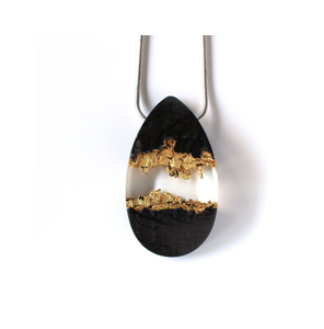 Pendentif élégant en résine noire avec paillettes dorées pour filles et femmes, idée cadeau, bijoux de soirée, vente en gros - Product Image 1