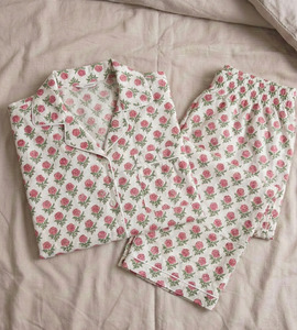 Handcrafted Cotton Block Print Pajama Set <b>for</b> <b>Women</b> Night Lounge Wear Manufacturer India - Product Image 6