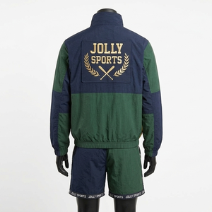 Conjunto de Chaqueta Cortavientos y Pantalones Cortos de Poliéster Taslon para Hombre, Paneles de Color en Bloques, Bordado con Logotipo Personalizado - Product Image 3