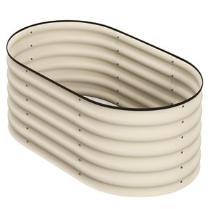 Kit Letto da Giardino Rialzato Zincato 3.4x2ft con Bordo di Sicurezza Color Crema, Fioriera in Metallo per Ortaggi, Forniture da Giardino - Product Image 1
