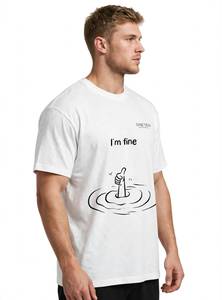 ONETEN APPAREL Camiseta blanca de manga corta para hombre, cuello redondo, informal, con estampado de dibujos animados I'm Fine - Product Image 5
