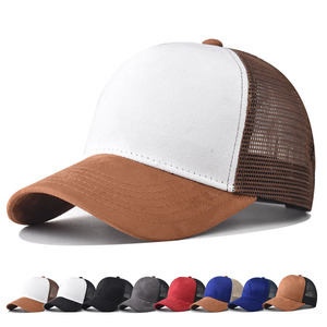 Customize Two Tone Structured Suede Mesh Back Trucker Hats Custom Embroidery Logo 5 <b>Panel</b> Snapback Caps - Product Image 3