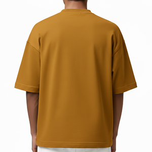 Nouveaux T-shirts Homme Oversize Tendance Épaules Tombantes Col Rond Manches Courtes Coupe Ample 100% Coton Bicolore Hip Hop Logo Personnalisé - Product Image 3
