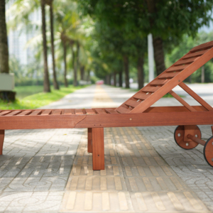 Chaise longue pliante en bois d'acacia sur mesure, profil bas, pour l'extérieur - Product Image 1