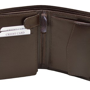 Men's Genuine Leather RFID Wallet with Striped Lining and Card Slots Polyester Lining Vertical Slots <b>Coin</b> Compartment - Product Image 6