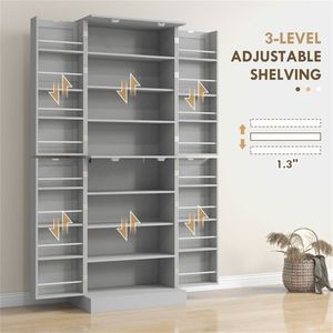 Mobile da Cucina in MDF con Pannello in Metallo e Legno, Porta in Vetro, Arredamento per la Casa - Product Image 5