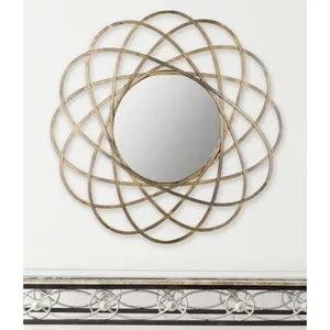 Miroir mural en métal fait main, miroir rond artistique de luxe pour hôtel moderne, complexe hôtelier, restaurant, chambre, salon, couloir, décoration - Product Image 3