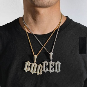 Pendentif Lettre CEO en Argent 925 Plaqué Or 18K avec Strass, Style Hip Hop pour Homme - Product Image 3