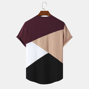 Camisetas de Manga Corta para Hombre, Servicio OEM, Diseña Tu Propio Logotipo, 100% Algodón, Camiseta de Verano para Hombre en Rojo y Negro con Líneas, en Venta - Product Image 2