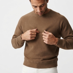 Sweat-shirt en mélange de coton de qualité supérieure avec intérieur brossé doux, texture respirante, style pull à col rond, coupe confortable pour tous les jours - Product Image 3