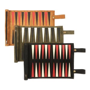 Foldable Leather Outdoor <b>Backgammon</b> <b>Board</b> Roll Zipper Closure Carrying Strap Breathable Durable Customizable Brown Olive Black - Product Image 6