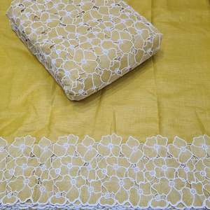 Tissu en lin brodé fantaisie, large et long, avec découpes et perles, idéal pour kaftan ou robe, disponible à bon prix – Meilleures ventes - Product Image 1