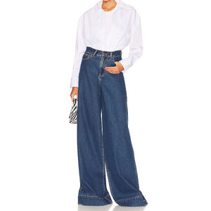Jeans Casuales de Mujer, Cintura Alta Elástica, Corte Recto, Holgados, Lavado Snow Wash, Servicio OEM - Product Image 3