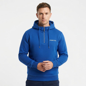 Sweat-shirt à capuche pour hommes, vente en gros, haute qualité, taille standard, 100% coton épais, écologique, respirant, doublé, demi-zip - Product Image 3
